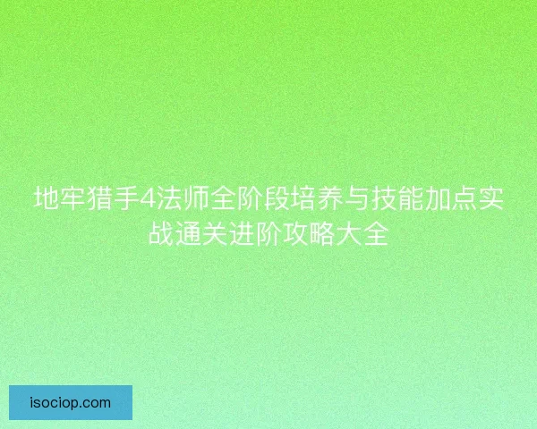 地牢猎手4法师全阶段培养与技能加点实战通关进阶攻略大全
